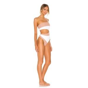 CAMILA COELHO Rumba One Piece Cut Out Monokini White Nude XS Small Swimsuit NEW